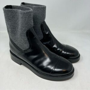 J. Crew Black and Gray Combat Boots